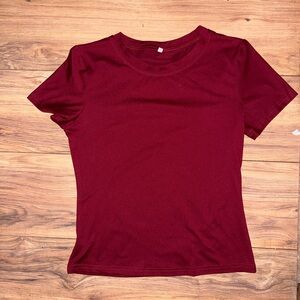 SHEIN Burgundy Short Sleeve Tee